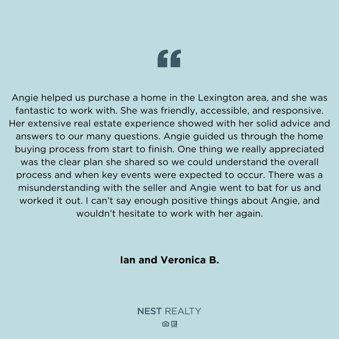 😁I really enjoyed working with these amazing clients. They made the process so easy. I will miss spending time with them!😁

#testimonial #happyclients #homebuying #nest4u #angiemoneymakerrealtor #moneymakerrealestate