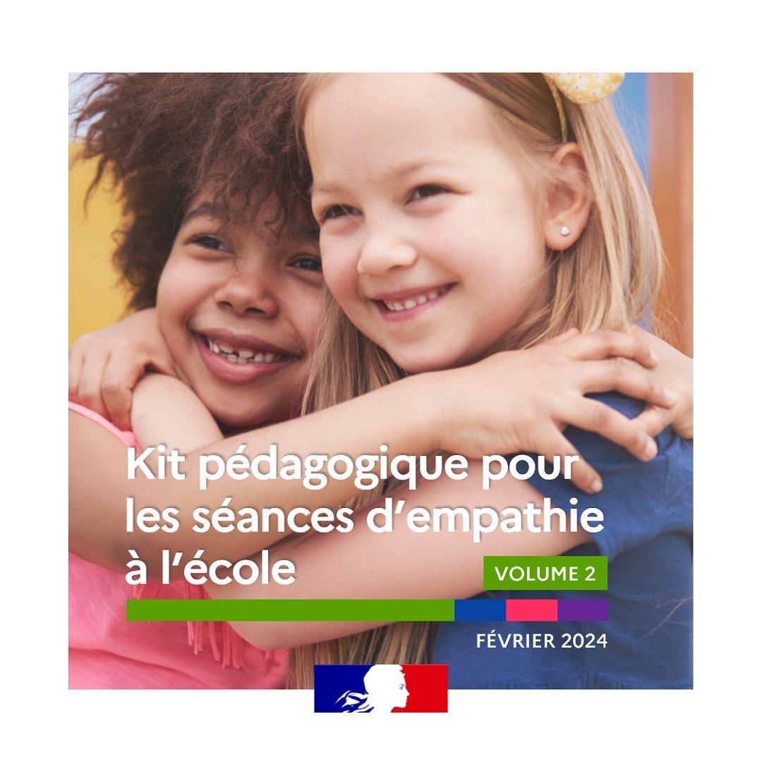 + de 1⃣0⃣0⃣0⃣ écoles expérimentent les cours d'empathie pour améliorer le climat scolaire et lutter contre le harcèlement. Le volume 2 des outils pédagogiques pour les séances d'empathie est mis en ligne sur eduscol ! A retrouver ici :⤵️ eduscol.education.fr/3901/developpe…