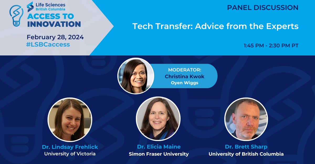 UVicResearch's tweet photo. Going to @lifesciences_bc Access to Innovation conference on Feb 28? Don't miss #UVic’s Dr. Lindsay Frehlick in the panel "Tech Transfer: Advice from the Experts" at 1:45 pm
Learn more: https://t.co/4YZ342cOr7
#LSBCaccess https://t.co/PAVyxMPw3P