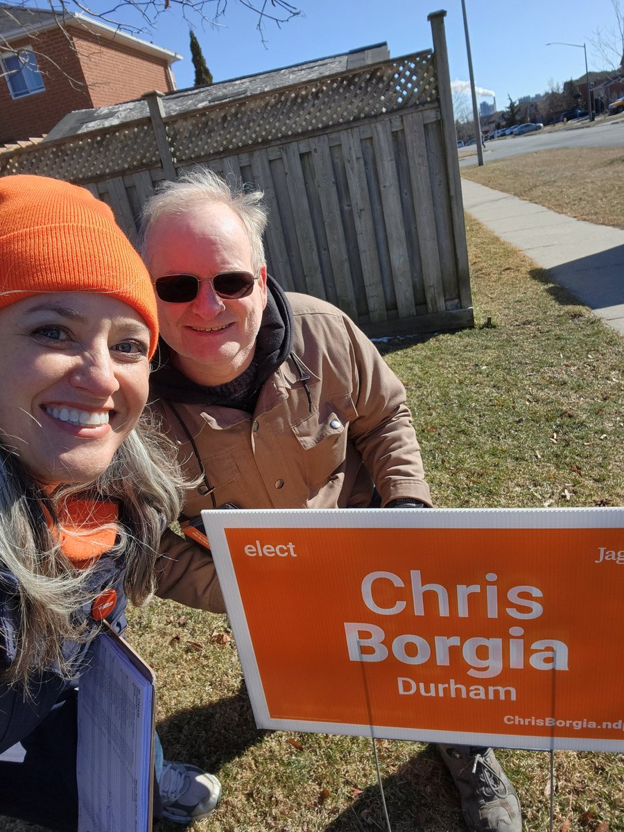 jennkfrench's tweet photo. A crisp &amp; cold winter weekend out canvassing for @ChrisBorgia8 w labour leaders &amp; Marit Stiles! The Durham by-election is March 4th - a chance to send a committed &amp; strong representative to Ottawa for #Durham! #voteNDP https://t.co/AYC7yemySO