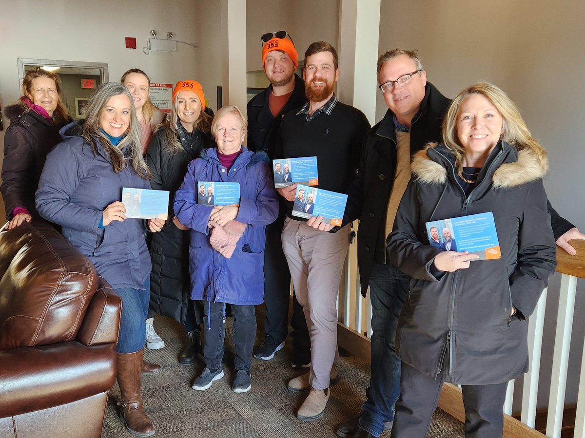 jennkfrench's tweet photo. A crisp &amp; cold winter weekend out canvassing for @ChrisBorgia8 w labour leaders &amp; Marit Stiles! The Durham by-election is March 4th - a chance to send a committed &amp; strong representative to Ottawa for #Durham! #voteNDP https://t.co/AYC7yemySO