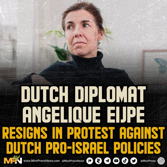108SAR's tweet photo. Dutch diplomat Angelique Eijpe, who had previously worked in Gaza as a diplomat, served 21 years in the Dutch foreign service, 
announced her resignation.  

Eijpe could no longer serve in a government that did not demand a ceasefire in Gaza.
#DoWhateverYouCan
#AaronBushnell https://t.co/DnixXjbsCy
