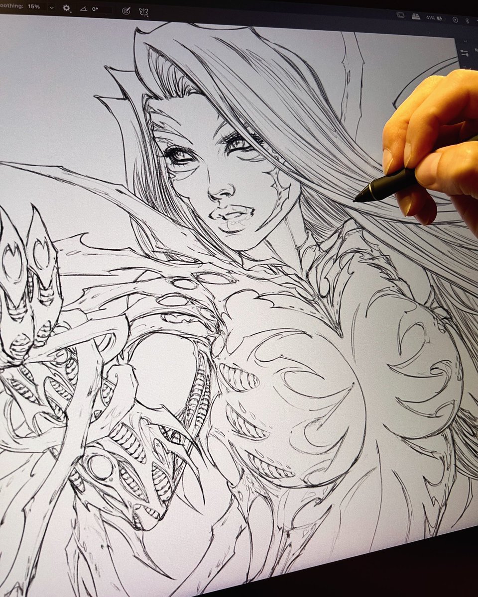 It’s pretty wild to think that this the first time I’ve properly drawn Witchblade after all these years. Inks and copic markers are coming after this! #digitalart #digitaldrawing #comicart #witchblade #topcow #marcsilvestri #michaelturner