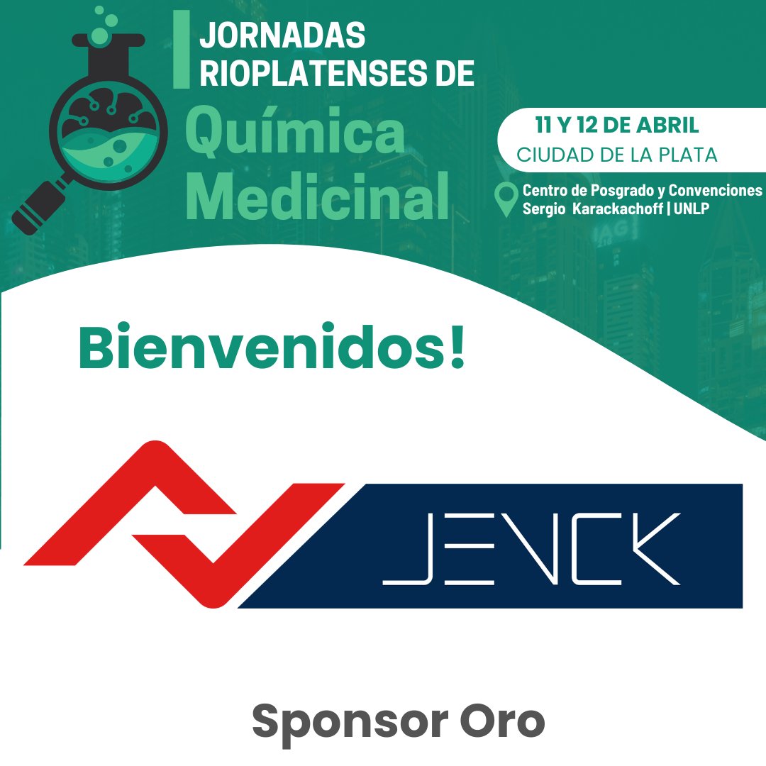 🤝Gracias <a href="/jencksa/">Jenck S.A.</a>  por apoyar y ser parte de las Primeras Jornadas Rioplatenses de Química Medicinal que se realizarán el 11 y 12 de abril en la ciudad de La Plata
❤️🥇Sponsor Oro❤️🥇

🤗 

@unlpoficial
<a href="/QuimicaAQA/">AQA</a>
<a href="/LIDeB_UNLP/">LIDeB</a> 
#auspiciantes
#sponsororo
#IJRQM
#quimicamedicinal