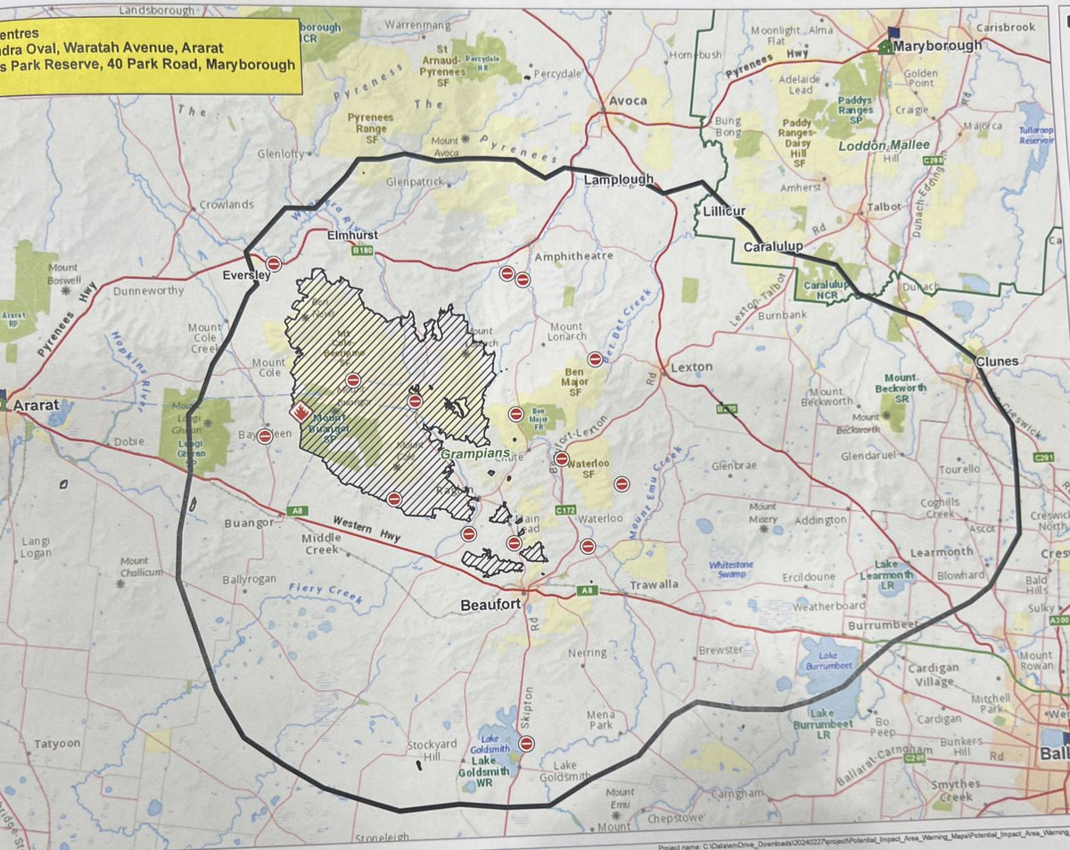 Do you live in the circled area? You’re being urged to leave your home tonight or as early as possible in the morning ahead of tomorrow’s bushfire risk. @7NewsMelbourne