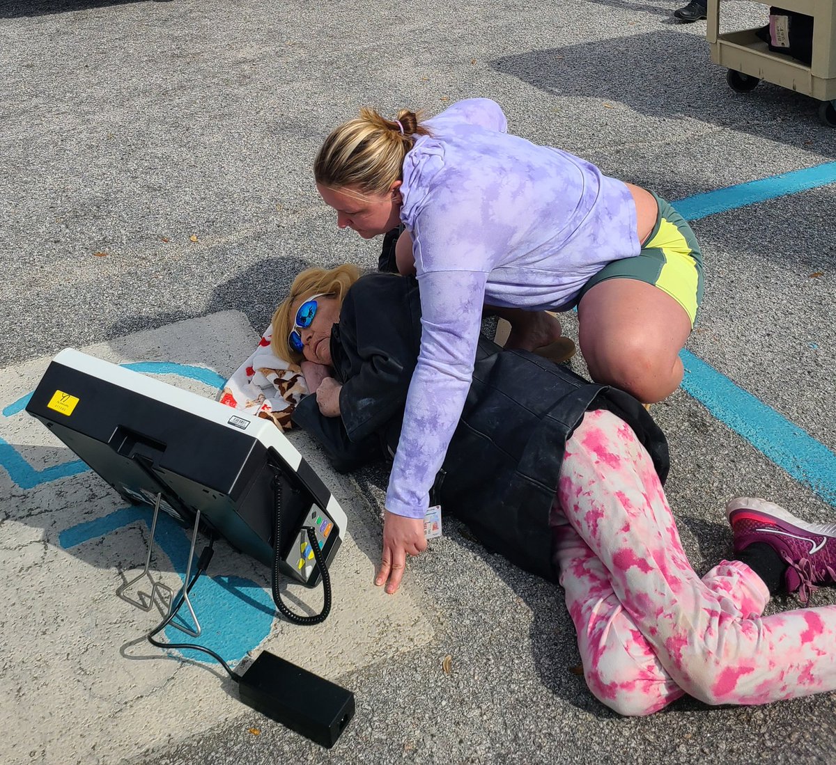 This was the most amazing thing that I have ever seen.

This woman BROKE HER HIP in the parking lot on Saturday while trying to vote for her Candidate Donald J. Trump in the South Carolina Republican Party primary elections. How do I know? I was there.

We immediately ran to her