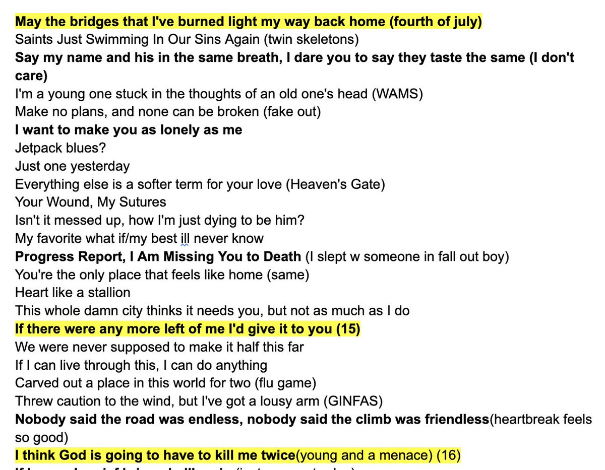 if you want to talk about cringe behavior, i've been writing down fall out  boy lyrics for three weeks straight to use as chapter titles (once you  understand what they're saying they're, image size:1200x933