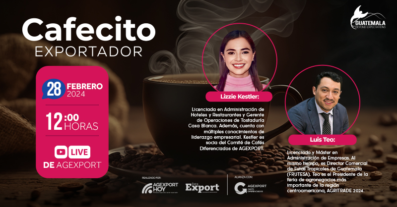 ¡Se viene el primer #CafecitoExportador del 2024!

Los esperamos para que conozcan todo acerca de AGRITRADE y el Pabellón Coffee Trade. 🥑☕️💐🫛