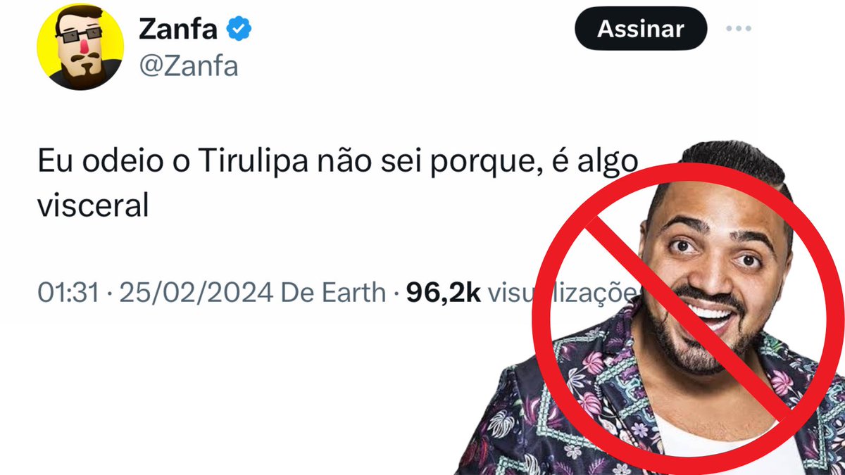 GugaFigueiredo4's tweet photo. O perfil de humor Zanfa não sabe o porquê não gosta do Tirullipa.

Eu vou dar alguns motivos para não gostar dele. 🧵 https://t.co/BeujC3PvCU