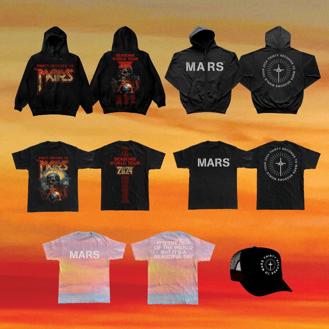 In case you missed it, our Seasons World Tour Collection is available now!!! 🕺🏻

Avoid lines at the show and guarantee you get your size 🖤🎶

store.thirtysecondstomars.com/collections/ne…