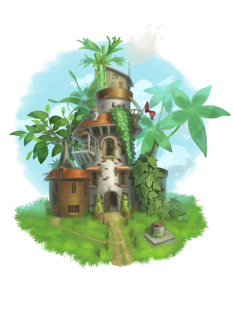 鉢植えで作ったちいさな家#イラスト 