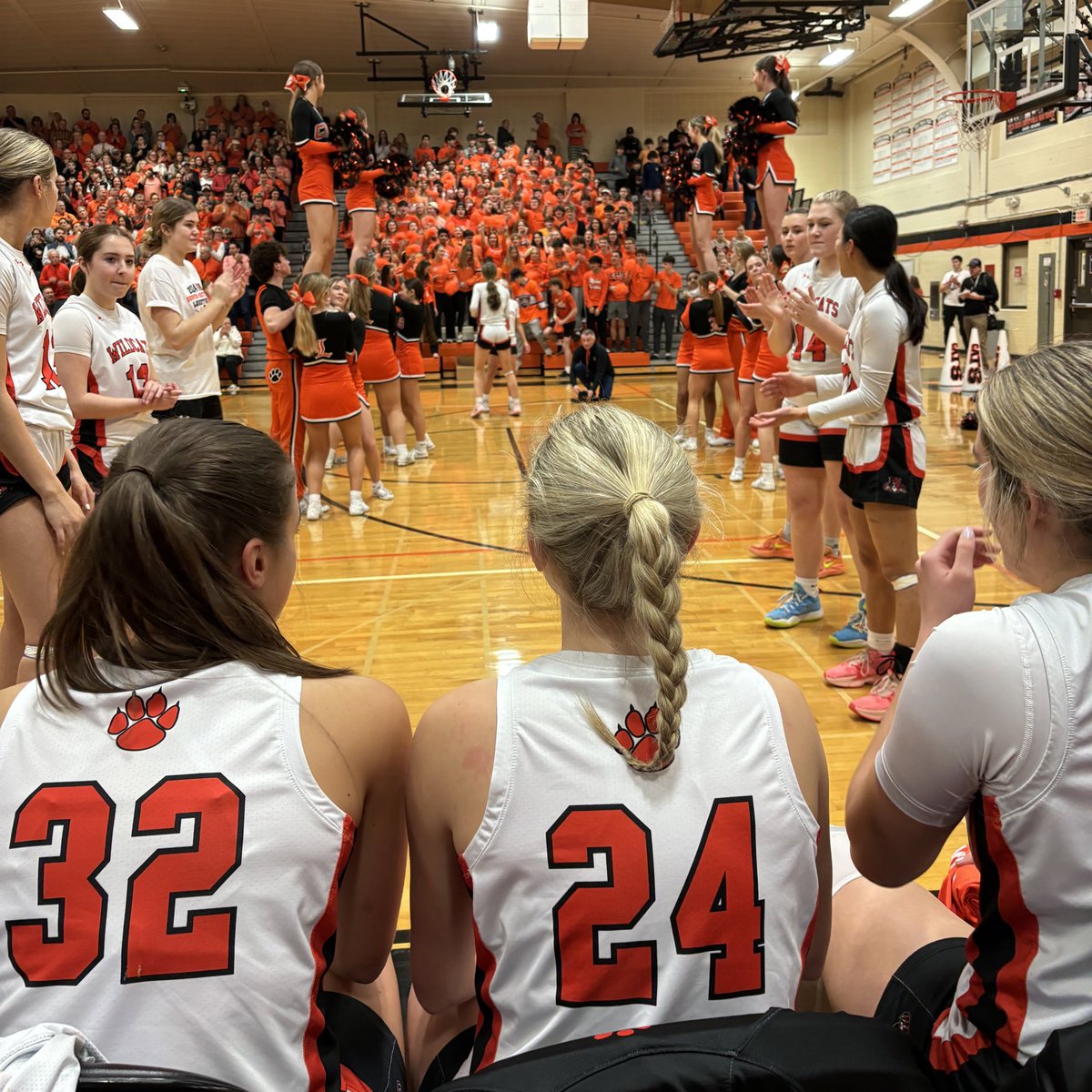 LHSWildcatVB's tweet photo. Your 3 senior starters - getting ready to enter the gauntlet 2 nite for the last time. 

They played their hearts out on the biggest of stages!  So much to be proud of once the sweat &amp; tears dry up!  

You all made some lifelong fans along the way!  🧡🖤 https://t.co/xnKWzucOpg