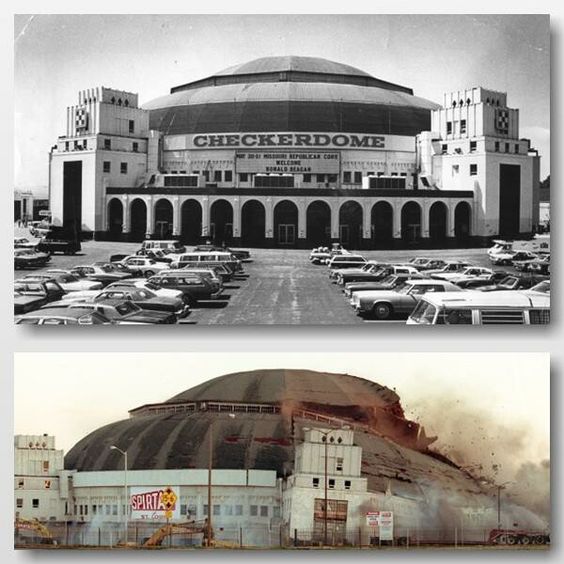 #OTD 1999 - The "old barn" was imploded. The former home of the Blues opened in 1929, and hosted its last sporting event in 1994. #StLouis #stlblues