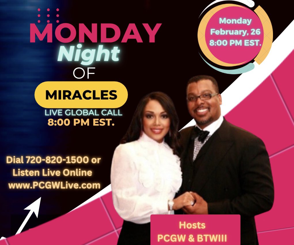 PCGlennWeeks's tweet photo. Tonight Is The Monday Night Of Miracles Global Call at 8:00 PM Eastern Standard Time. Dial 720-820-1500 or Listen Live Online at https://t.co/pPPo7YHmu3 God Bless You! https://t.co/wsDnj7FSbU