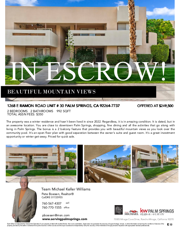 TeamMichaelKW's tweet photo. In escrow! 🏡✨

Seeking similar success? Let's make it happen – contact Pete now!
Pete Boesen | REALTOR® | 760-567-4307 | pboesen@msn.com https://t.co/5q8pPx68UY