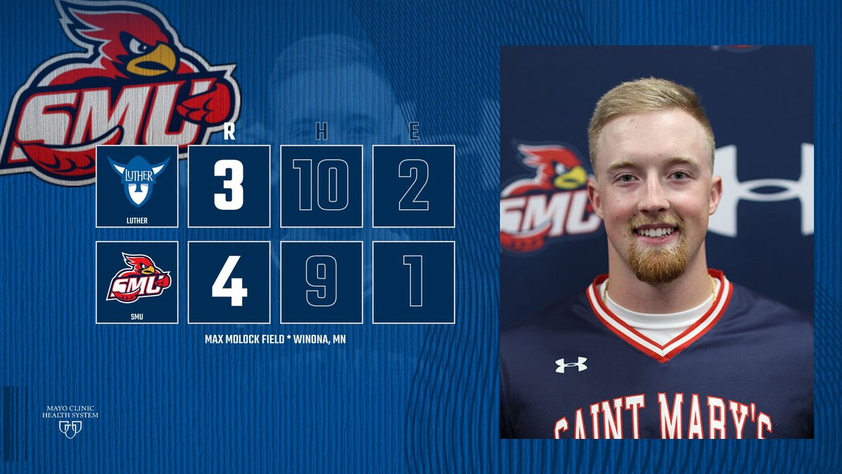 SMUMNAthletics's tweet photo. BB - Patience pays off as @SMUBaseball scores late in edging Luther 4-3 | Game Story: https://t.co/AycJvpHk8q https://t.co/iV5shzRjYZ