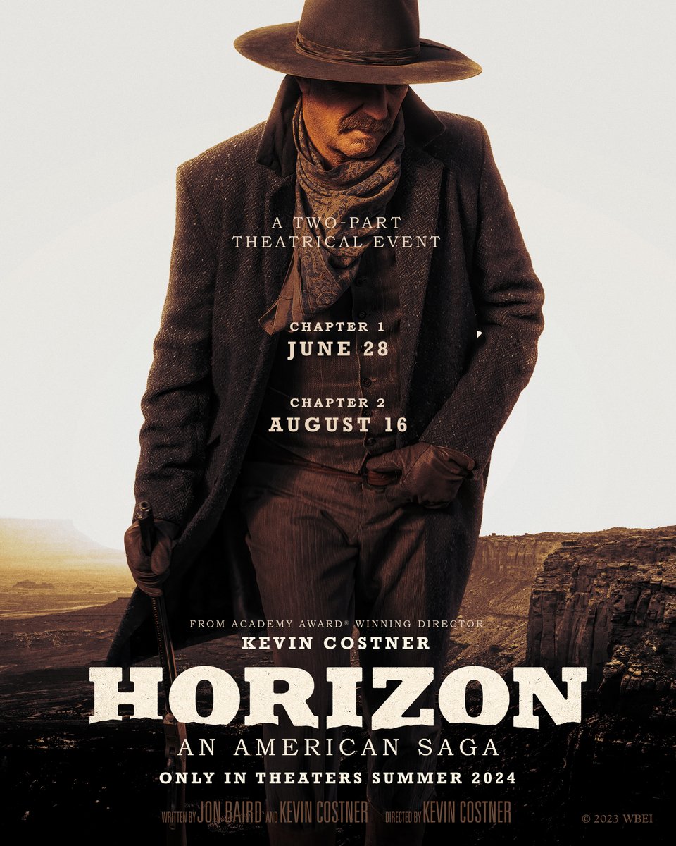 RottenTomatoes's tweet photo. The first poster for Kevin Costner's #HorizonAmericanSaga - in theaters this summer. https://t.co/NfAOKbK6At