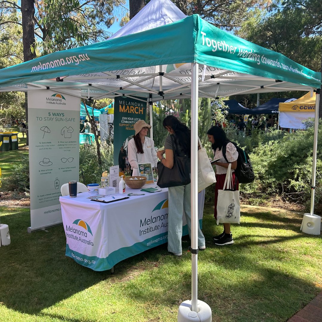 MelanomaAus's tweet photo. MIA WA promoted sun safety & the #StopGlamourisingTanning message to @EdithCowanUni students at their Guild Day last week! Melanoma is the most common cancer for Aussies 20-39yrs. Increasing awareness amongst uni students was a great way to reach this age group.
#ECU #GameOnMole https://t.co/5fTXR9eb9n