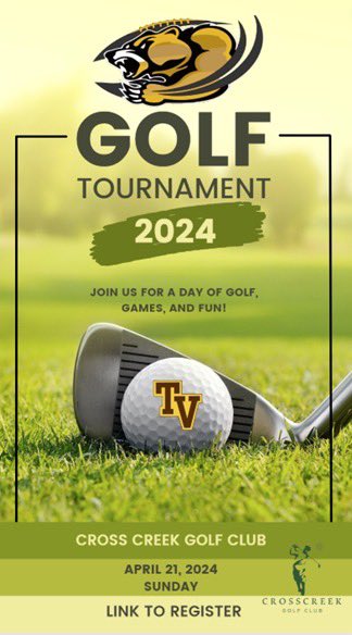 Registration is now open for our golf tournament. Support TVHS Football by signing up today! 

Sign up as an Individual, Team, or VIP forms.gle/dNdnHHpPSpwhZh…

Sign up as a Sponsor or Donate forms.gle/Fjuesxk2voWYjS… (forms.gle/Fjuesxk2voWYjS…)

#TVHSFootball #GolfTournament