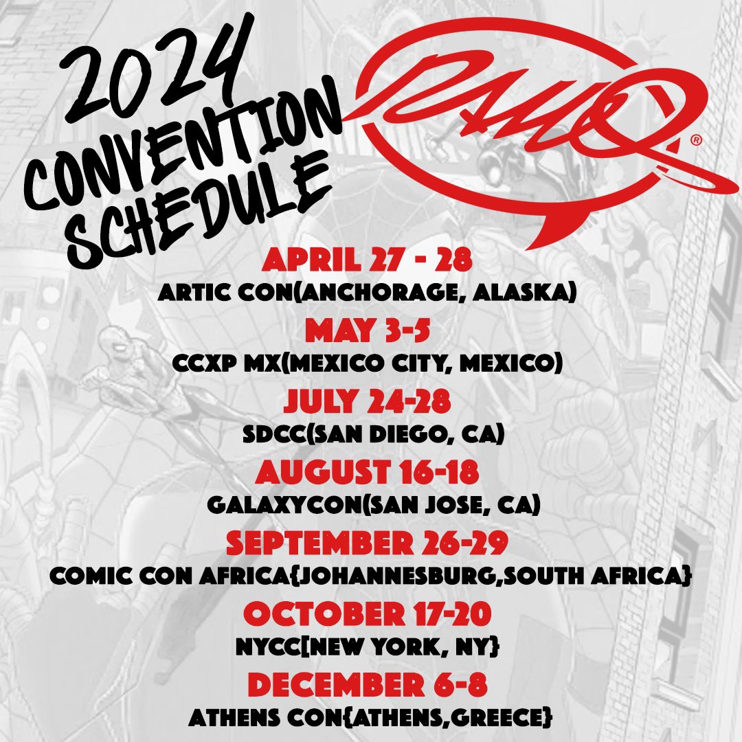 This is convention tour 2024!!! @galaxyconsjc @NY_Comic_Con @Comic_Con @ComicConAfrica @CCXPMexico @ArcticComicCon @AthensCon start spreading the news….. !!!