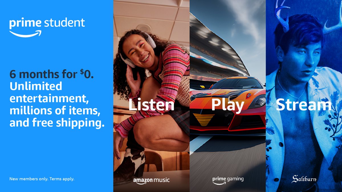 That's a whole semester of non-stop streaming, free delivery, exclusive deals and more. Try Prime and get 6 months for $0. amzn.to/3urjvde