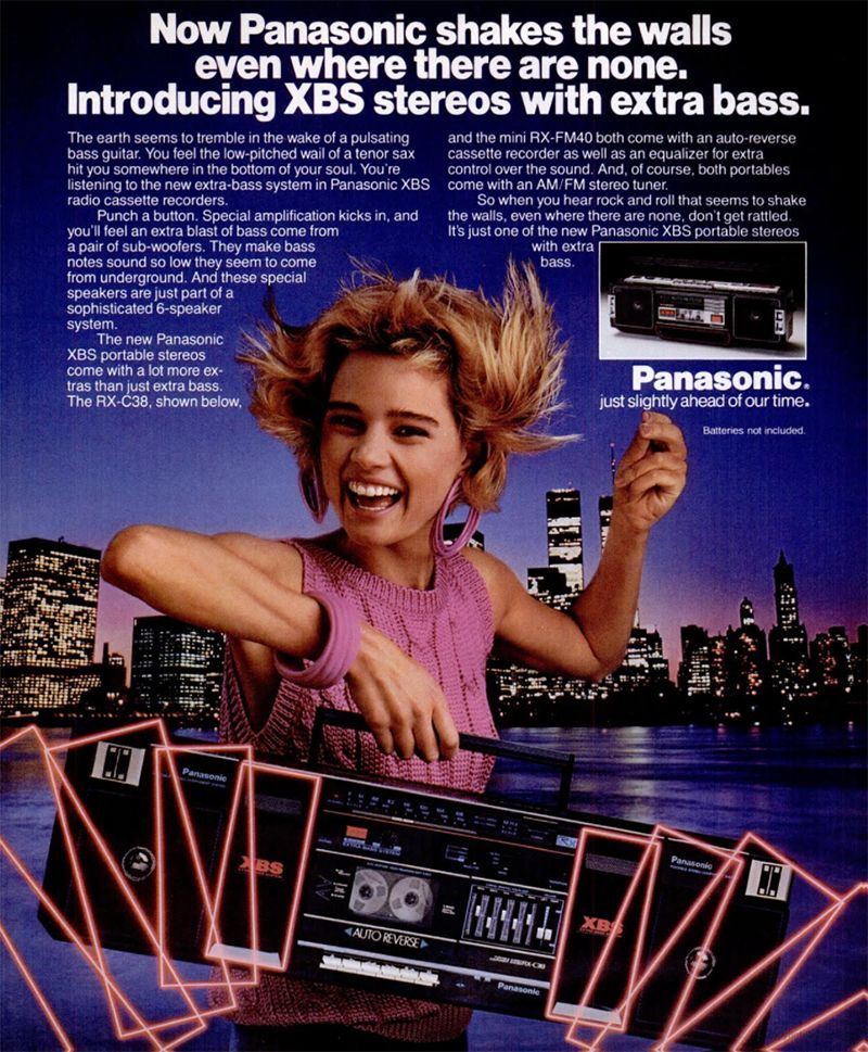 Panasonic XBS stereos with extra bass, 1982.