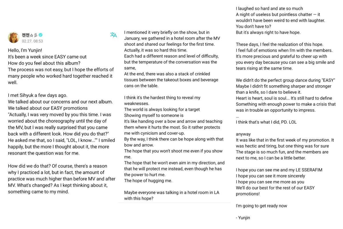 elsserafim's tweet image. YUNJIN's Weverse Post 🤍