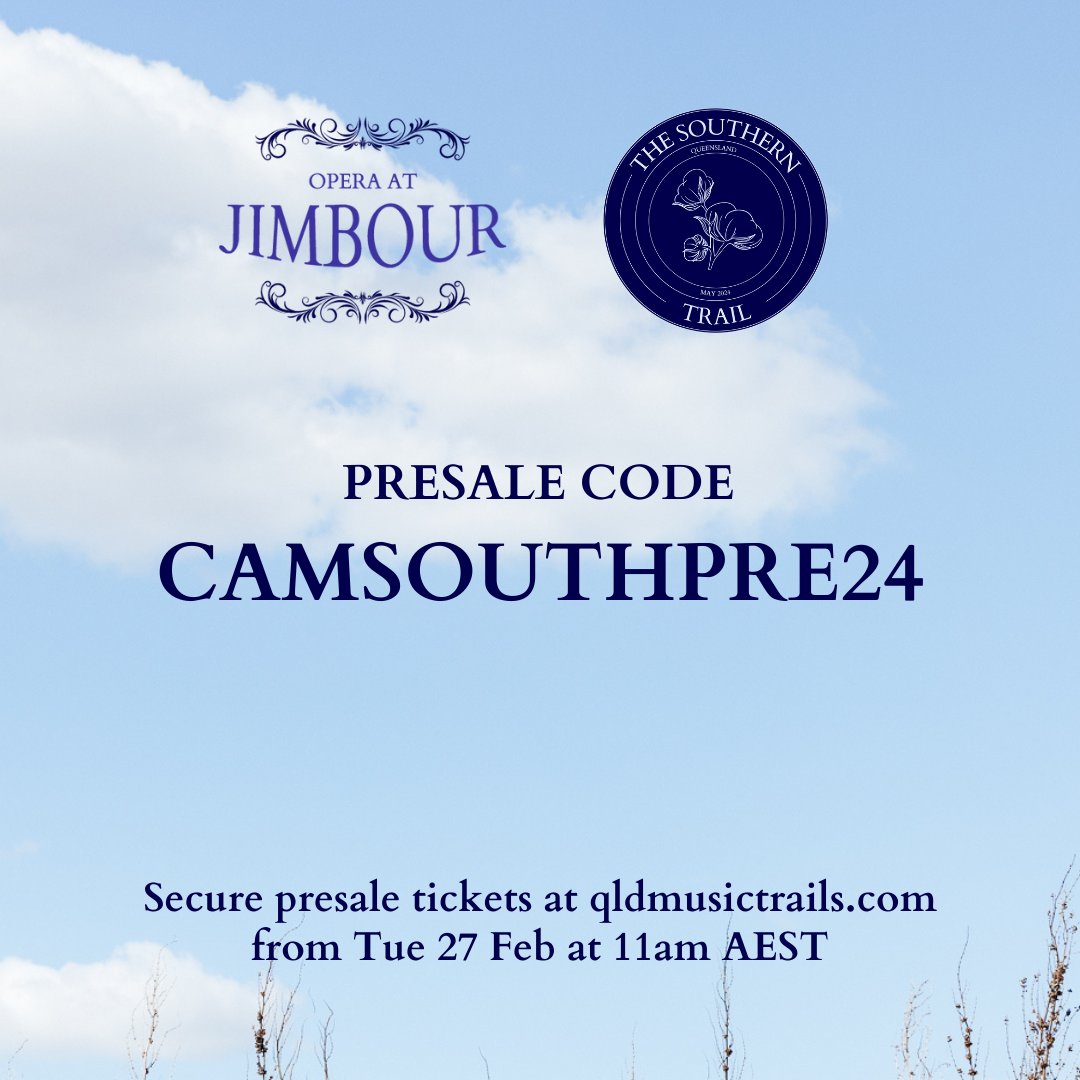camerataQCO's tweet photo. Secure your tickets for Camerata as part of The Southern Trail & Opera at #Jimbour as part of @qldmusictrails before they go on sale to the general public!
Two performances only! Access presale here: https://t.co/DnSOGto7YM
#presale #tickets #concert #tour #regionalqld https://t.co/0AAGCF4Tjc