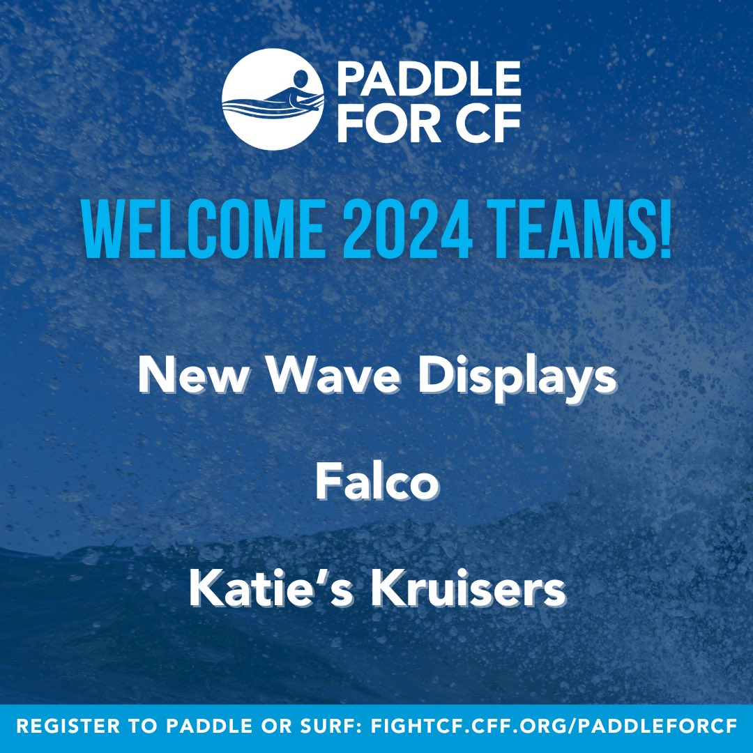 A huge shout out to the teams who registered for Paddle for CF this past week!🤙 Join these teams, along with Quiksilver celebrity pro-surfer, Reef McIntosh, at this year’s 4th annual Paddle for CF on Sat., May 11, at Huntington Beach.

Link to register: fightcf.cff.org/site/TR/TeamCF…