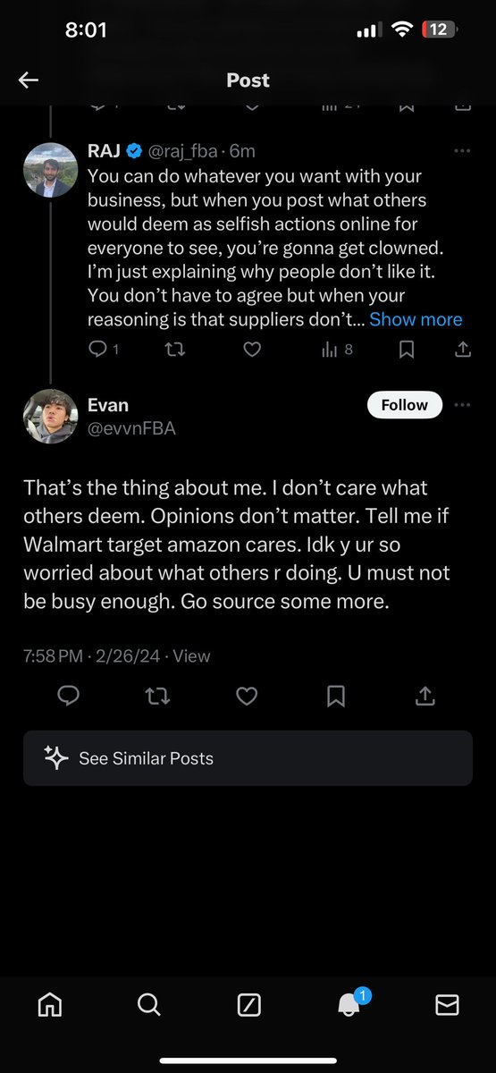 @evvnFBA @JayFlipIt In response to deleted comment

1. The reply button is literally made for that. If you didn’t want others’ opinions, don’t post it on an app other people can give their opinions

2. I spent 200k on a wholesale order 4 days ago. I’m good on that lil bro 👍