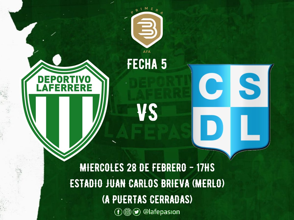 Lafepasion's tweet photo. #primerab REPROGRAMACIÓN.
Por disposición de la Aprevide @LafeOficial vs @LiniersOficial jugarán el próximo miércoles en el Estadio de Argentino de Merlo y a PUERTAS CERRADAS. https://t.co/SGpWzvBtKY