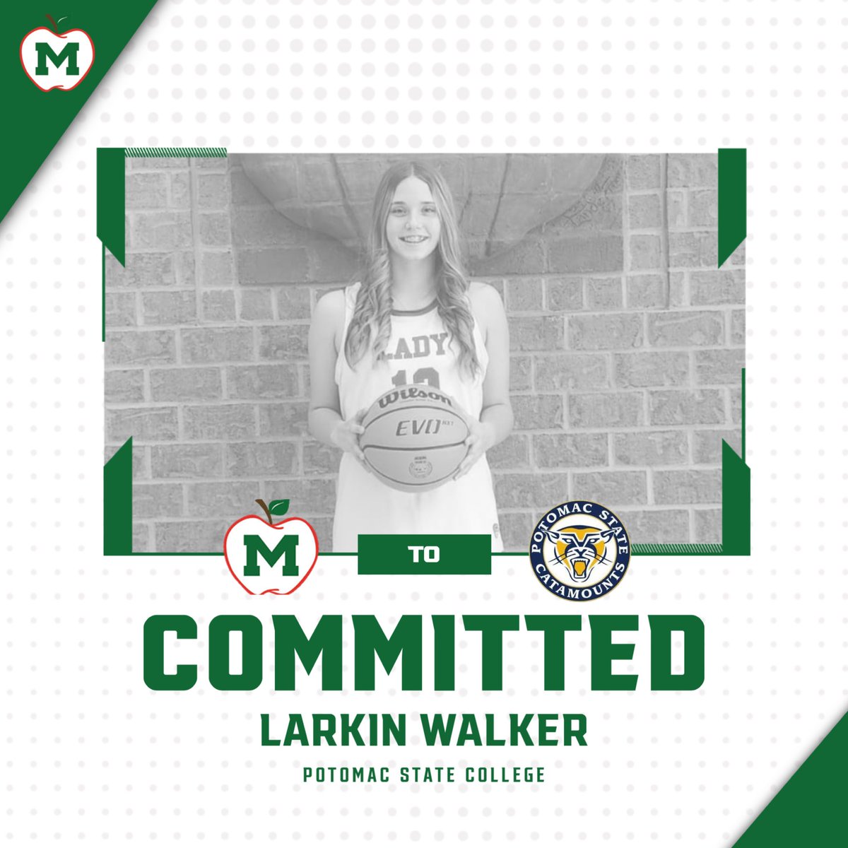 Congratulations to our senior Larkin Walker for continuing her basketball career at the collegiate level with Potomac State! Your Lady Applemen basketball family are proud of you! #nextplay 🍎🏀🍏