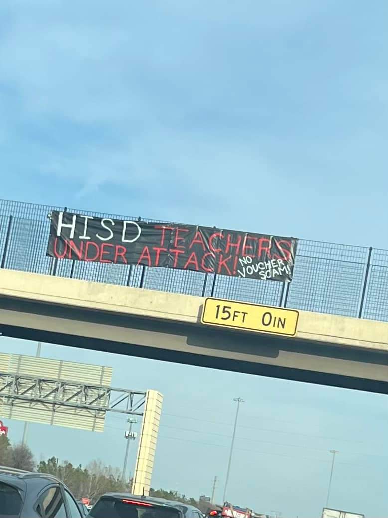 This sign speaks volumes! #HISD is under attack.