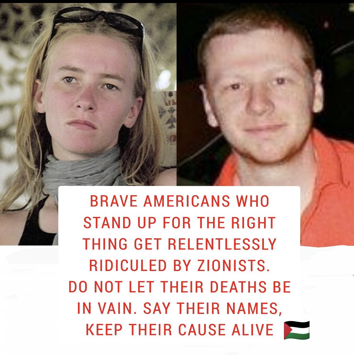 jakeshieldsajj's tweet photo. Rachel Corrie and and Aaron Bushnell actually believed in something and were willing to die for their convictions 

This enrages Zionist demons but we won’t let them die in vain or be forgotten 

RIP https://t.co/ajHPusDVyY