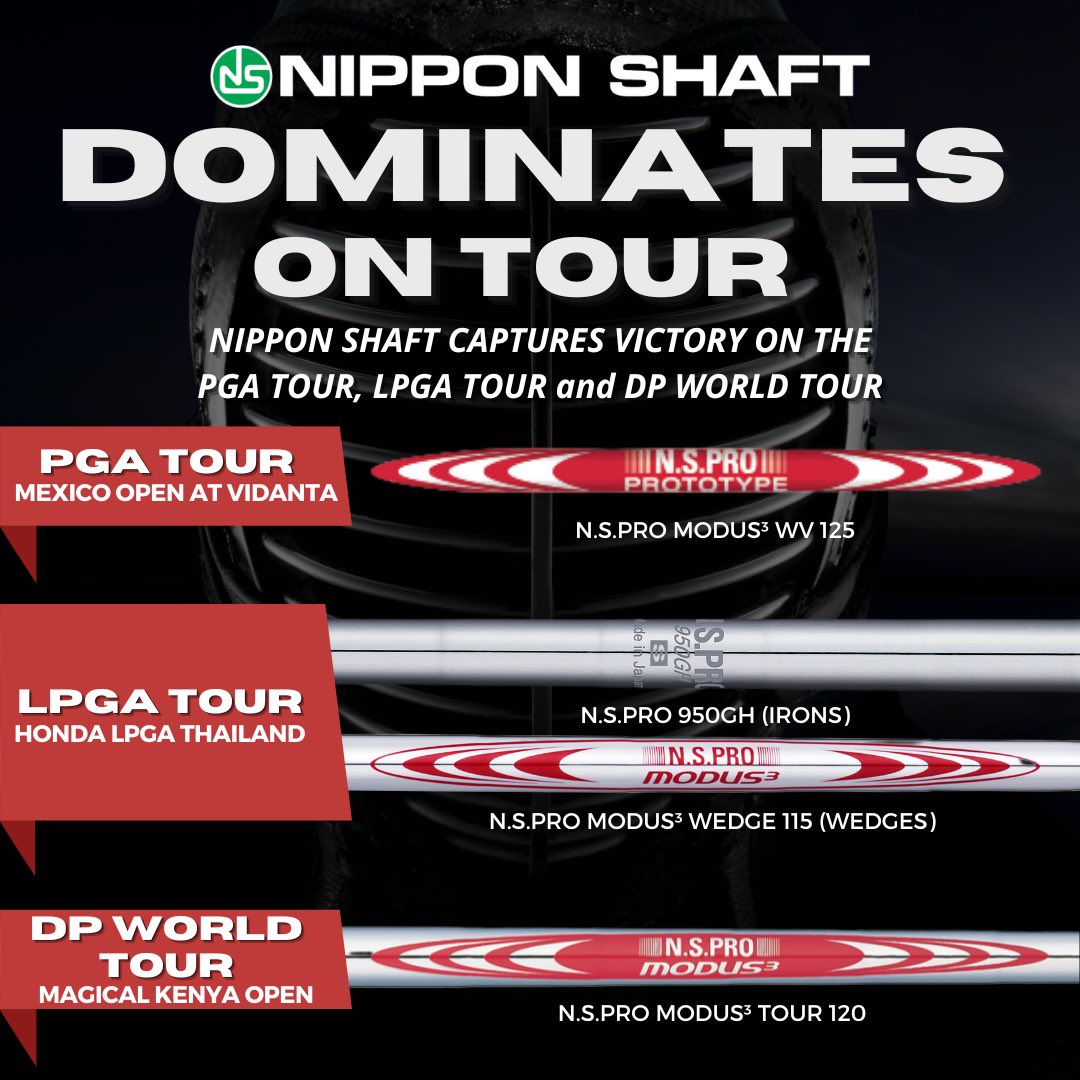 🏆⛳️💪 Nippon Shaft DOMINATES w/WINS on the @pgatour (N.S.PRO MODUS³ WV 125), @lpgatour (N.S.PRO 950GH and N.S.PRO MODUS³ WEDGE), and @dpworldtour (N.S.PRO MODUS³ TOUR 120)🏆⛳️💪 #nipponshaft #golf #madeinjapan