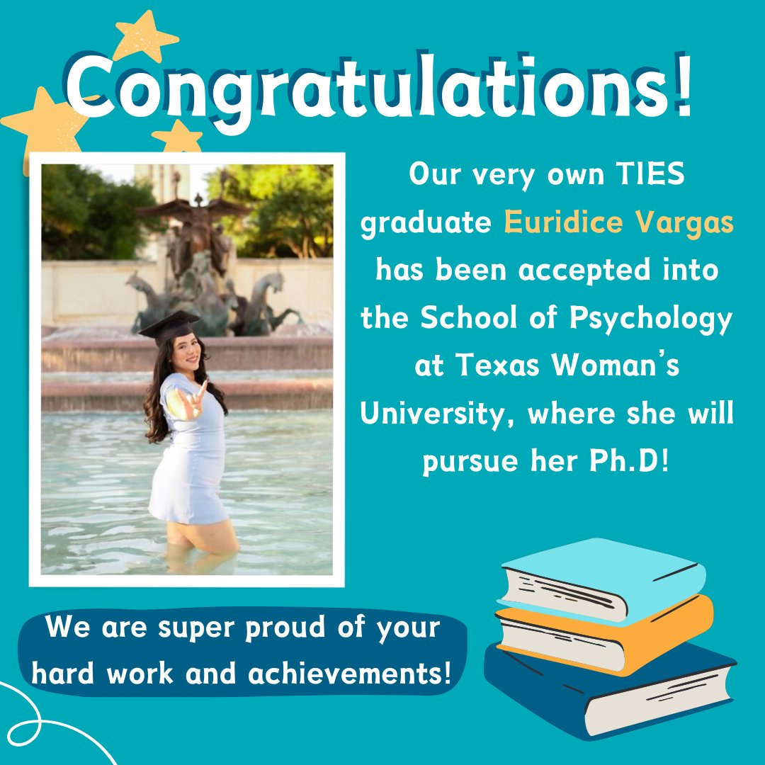 Congratulations to Eurydice Vargas on your acceptance into graduate school! We are so proud of all your accomplishments!