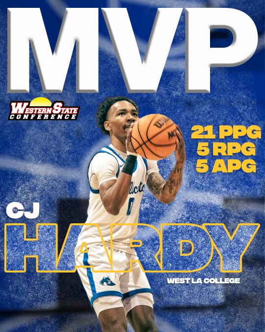 Congratulations To West Los Angeles College Sophomore PG CJ Hardy @shifty_c0 He Has Been Named WSC-SouthMost Outstanding Player & 1stTeam All-Conference. #GoWestGoFar @sgnlthelgthoops @westlamensbball @CoachCodyHop @CoachRodBarnes @JucoRecruiting @JUCOadvocate @JUCONationHoops
