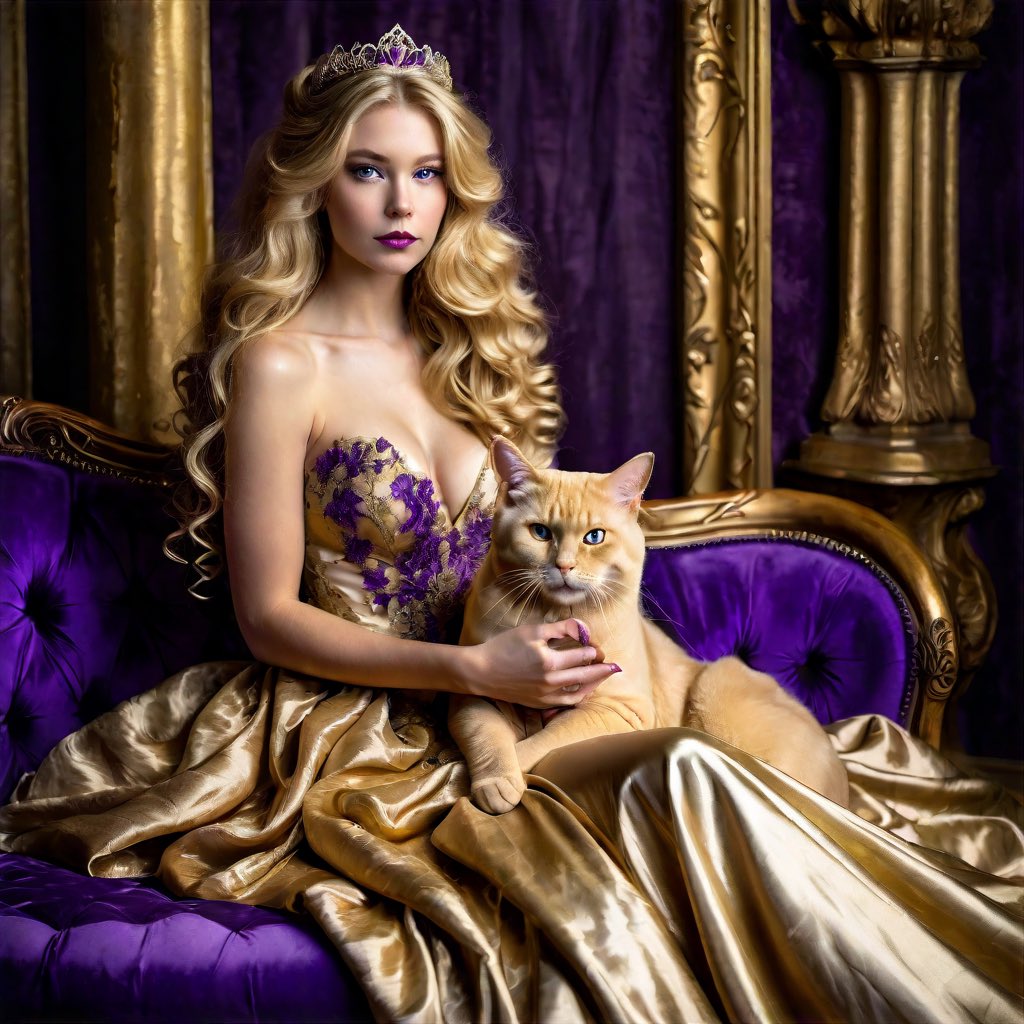 rainbowtoedream's tweet photo. QT #GoldenPrincess Golden Princess with her royal cat companion Rocky sharing the throne
#AIArtwork #AIArt #AiArtComnunity (Jeffrey Imm using hotpot #AI) https://t.co/fFfyVZ9wwg