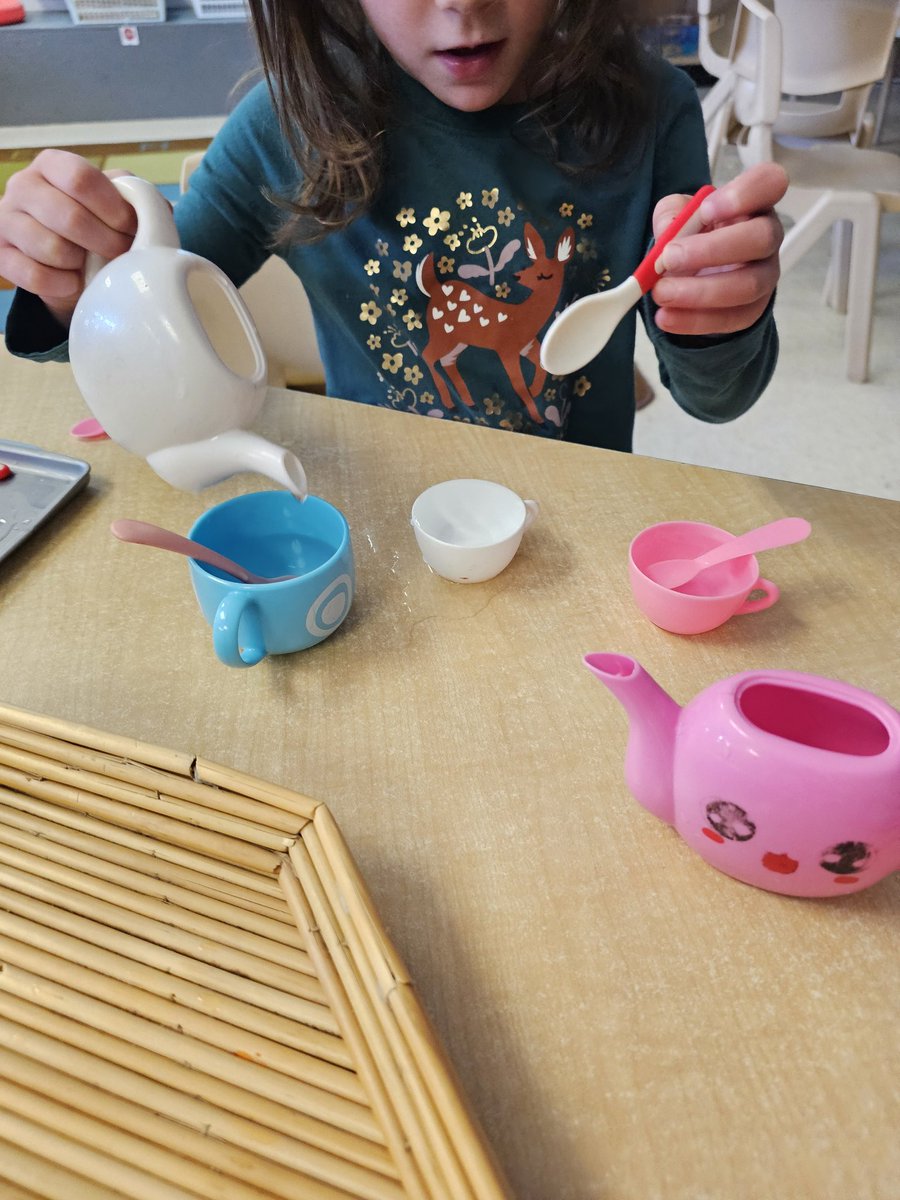 TLDSBDECE's tweet photo. You're invited! It's Queen Bees birthday tea. Playing with capacity.  Queen Bee is very thirsty. Which teacup should she choose? Tomorrow, we will add this weeks literacy focus... @monckps @ShanCharland2 @TLDSB_EY https://t.co/OOzVGhPaBr