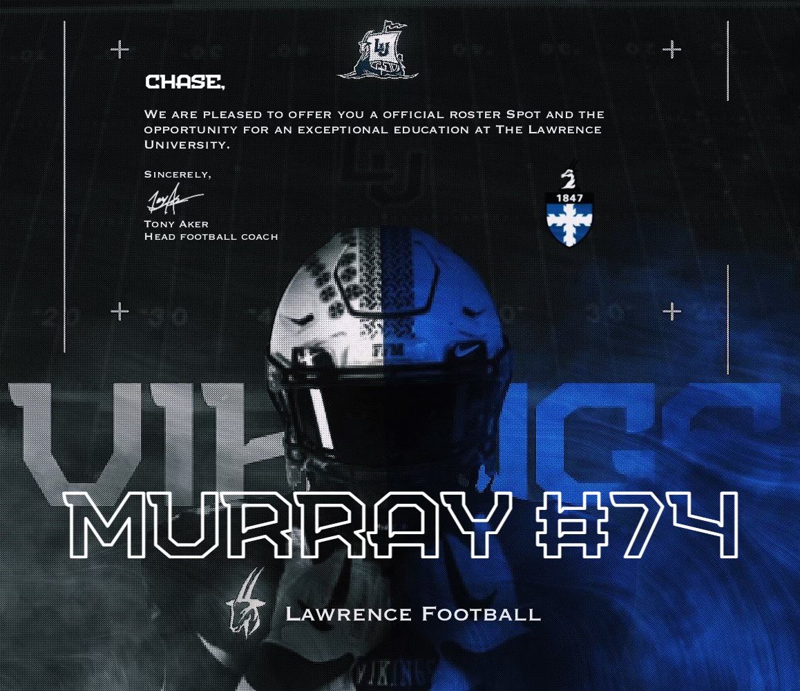 Chase Murray (@chasemurraynct) on Twitter photo After a great conversation with <a href="/Coach_Sosinsky1/">Matt Sosinsky</a>, I’m blessed to receive an offer from Lawrence University! #AGTG <a href="/CoachKaz352/">Coach Kaz</a> <a href="/Andy_Villamarzo/">Andy Villamarzo</a> <a href="/HernandoCtyFB/">HernandoCountyFB</a> <a href="/DanLaForestFB/">Dan LaForest 🏈</a> <a href="/FlaHSFootball/">FloridaHSFootball.com</a> <a href="/larryblustein/">Blustein Recruiting</a> <a href="/PrepRedzoneFL/">Prep Redzone Florida</a> <a href="/in_huddle/">InTheHuddleScouting</a> <a href="/scoutSMART_/">scoutSMART®</a> <a href="/NatureCoastFB/">Nature Coast Tech Football 🦈🏈</a> After a great conversation with <a href="/Coach_Sosinsky1/">Matt Sosinsky</a>, I’m blessed to receive an offer from Lawrence University! #AGTG <a href="/CoachKaz352/">Coach Kaz</a> <a href="/Andy_Villamarzo/">Andy Villamarzo</a> <a href="/HernandoCtyFB/">HernandoCountyFB</a> <a href="/DanLaForestFB/">Dan LaForest 🏈</a> <a href="/FlaHSFootball/">FloridaHSFootball.com</a> <a href="/larryblustein/">Blustein Recruiting</a> <a href="/PrepRedzoneFL/">Prep Redzone Florida</a> <a href="/in_huddle/">InTheHuddleScouting</a> <a href="/scoutSMART_/">scoutSMART®</a> <a href="/NatureCoastFB/">Nature Coast Tech Football 🦈🏈</a>