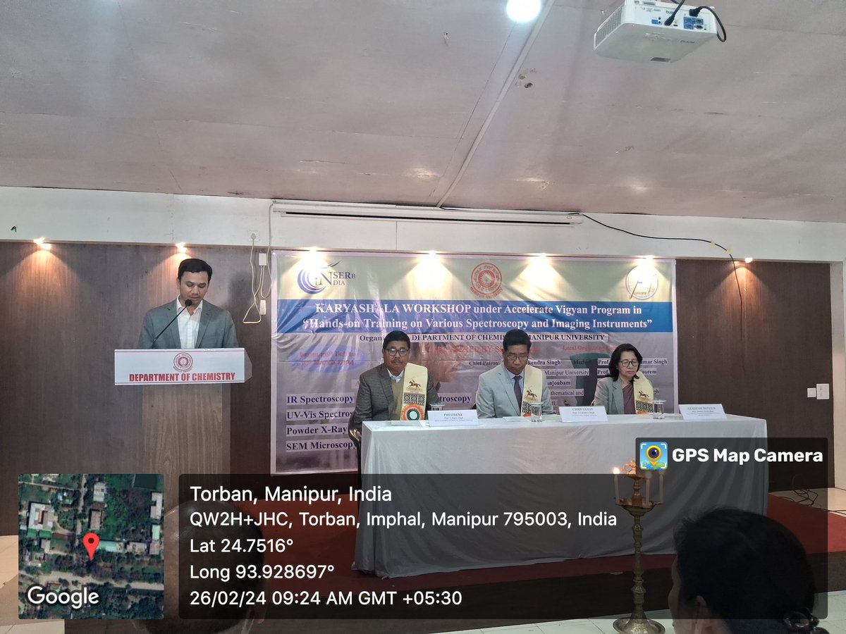 SuprEmeLab23's tweet photo. #Dr_Raju_Laishram (#PI_SuprEme_Lab)
and Convenor of #Karyashala_workshop
 delivers the welcome speech during the Karyashala Workshop.
@serbonline @ManipurUniverse 
#Department_of_Chemistry_Manipur_University. https://t.co/CVEWIgySTx