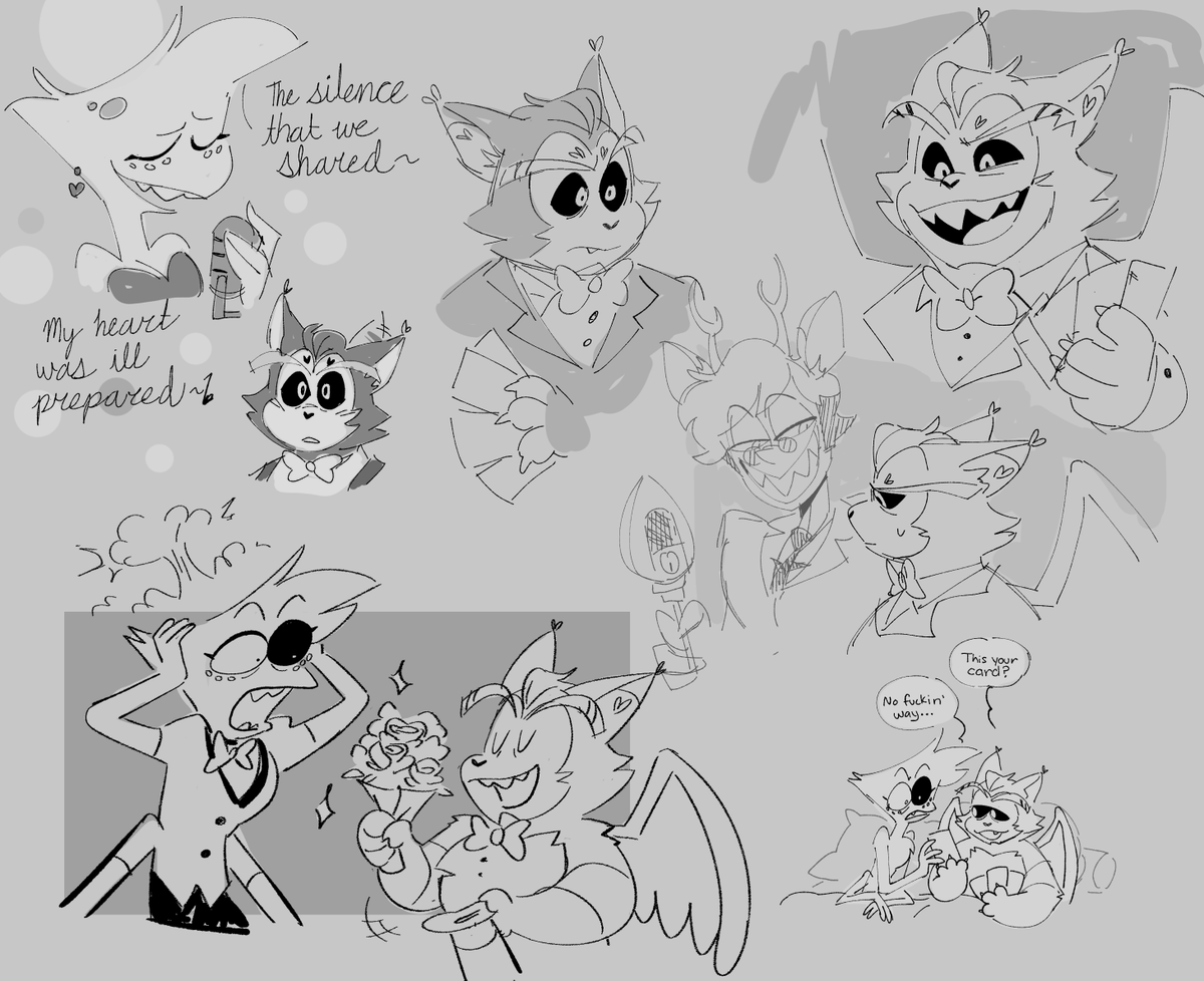 coolguyname69's tweet photo. husk n angel sketches getting used to drawing them #huskerdust https://t.co/CLZErP4M7u