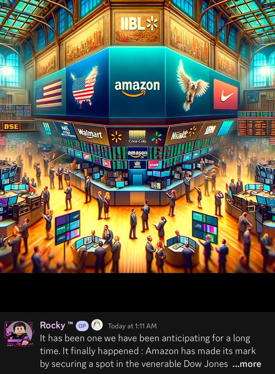 Amazon is now in the Dow Jones. I reported it in the news section of our discord.