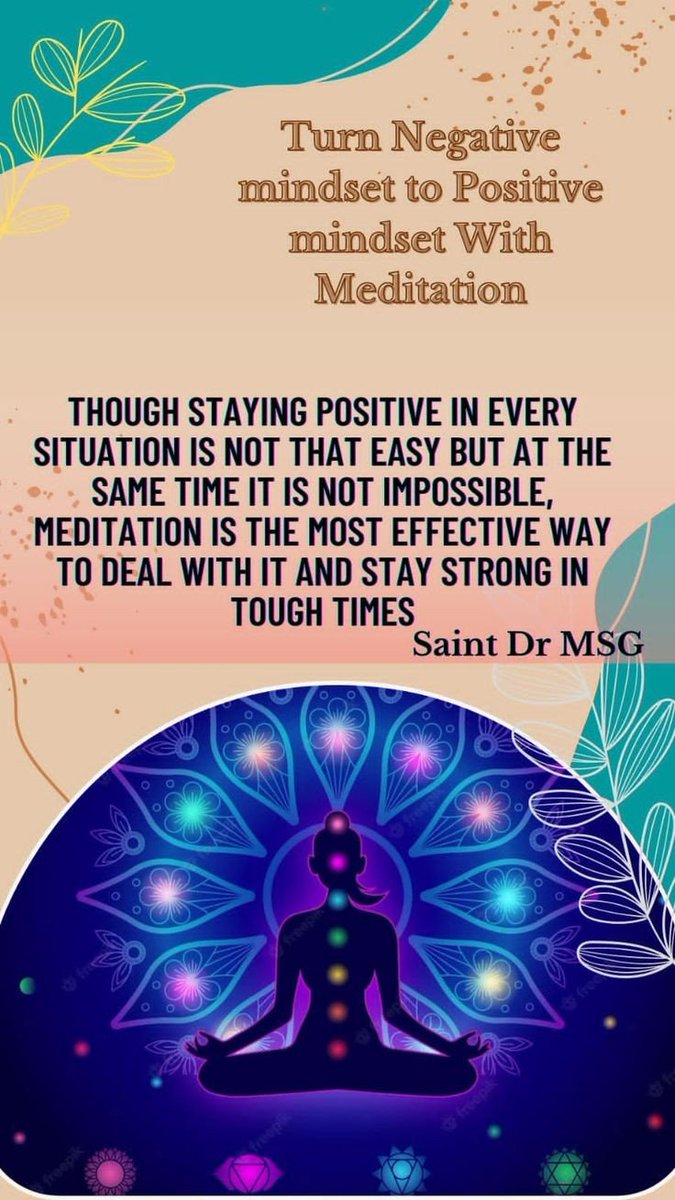 InshaAvi's tweet photo. Negativity literally makes us down it affects our body &amp; mind Saint Dr msg says that one can fight with negativity by meditation. Meditation increases positivity &amp; calmness. 
#powerfullmantras
#DeraSachaSauda 

https://t.co/jaKOZzuFjU https://t.co/aTtfr14hK2