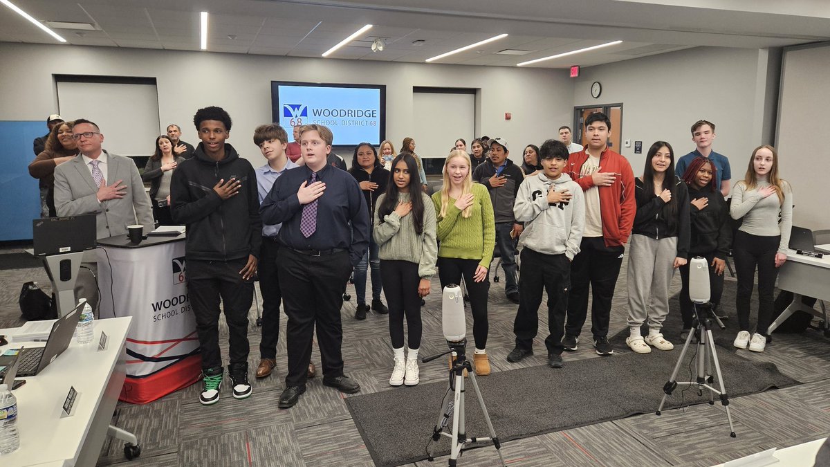 Lifetime students (those who attended <a href="/Woodridge68/">Woodridge Dist 68</a> from K-8) led the Pledge of Allegiance at tonight's school board meeting