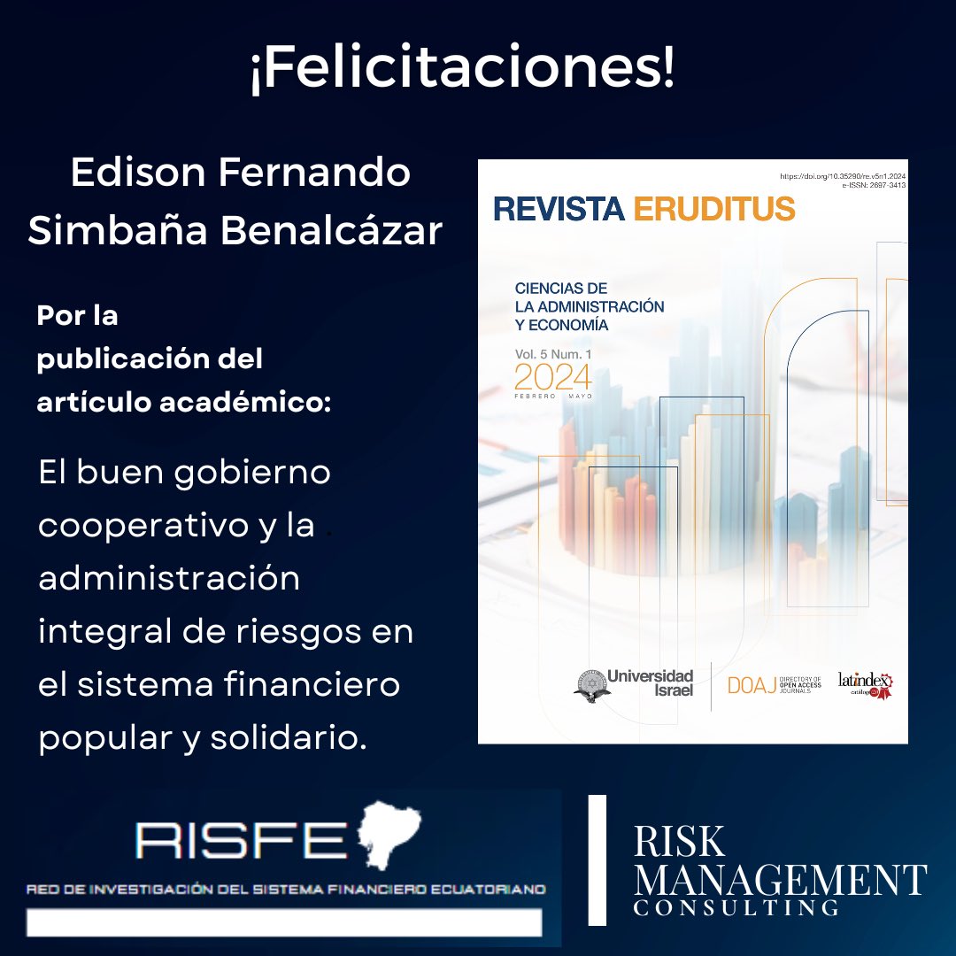 Celebramos un nuevo logro para la Red de Investigación del Sistema Financiero
Ecuatoriano! 📈
<a href="/UISRAEL/">Universidad Israel</a> 
<a href="/EFSB_Ec/">EFSB</a> 

#RISKMAC
#Riesgos 
#Finanzas 
#Solidario