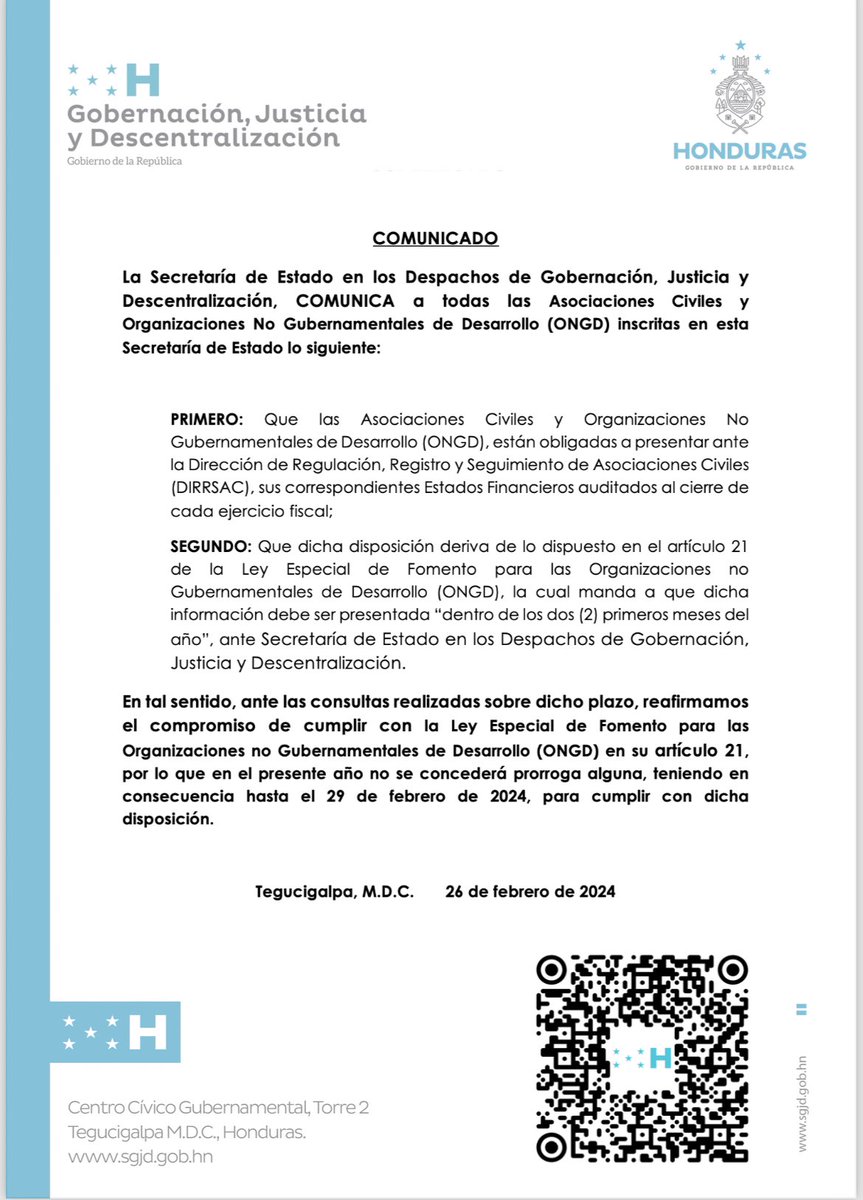 SEGOB_HN's tweet photo. COMUNICADO ‼️ https://t.co/SaOGmvEEtB