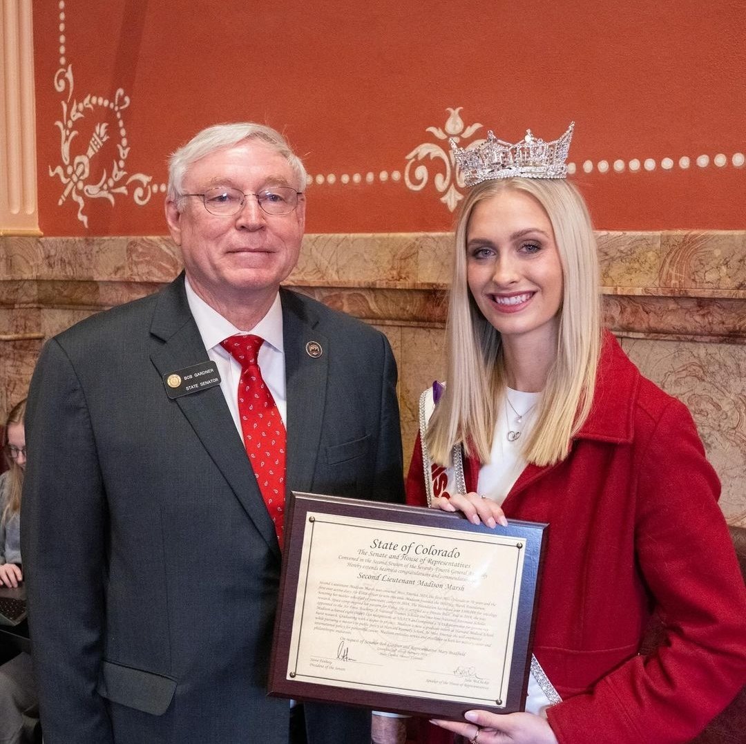Bob Gardner (@senbobgardner) on Twitter photo Fellow USAFA Cadet and <a href="/MissAmerica/">Miss America</a> 2024, 2nd Lt. Madison Marsh. 2nd Lt. Marsh accepted my invitation to visit and be recognized at the Capital today. #copolitics #coleg @AF_Academy Fellow USAFA Cadet and <a href="/MissAmerica/">Miss America</a> 2024, 2nd Lt. Madison Marsh. 2nd Lt. Marsh accepted my invitation to visit and be recognized at the Capital today. #copolitics #coleg @AF_Academy