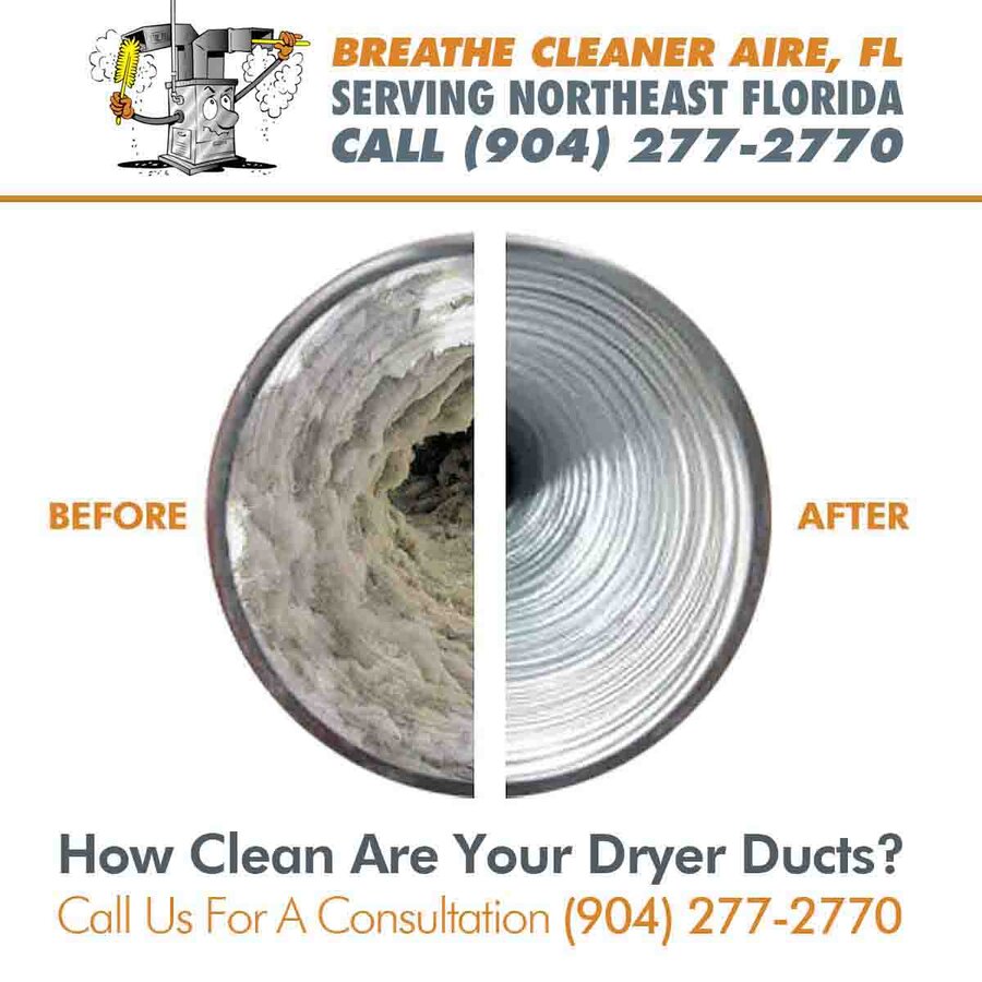 How clean are your #DryerDucts? That is a question that is difficult to answer without professional help. #BreatheCleanerAireFL are your local indoor air quality specialists. If you are in #NortheastFlorida then call us for a FREE consultation on (904) 277-2770.