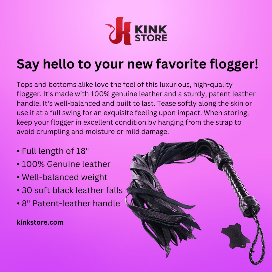 Introducing your new go-to flogger! Whether you're teasing gently or delivering a satisfying impact, this luxurious flogger delivers every time. Click the link in our profile to elevate your BDSM experience! 🔥🖤 #BDSM #LuxuryFlogger #ShopNow